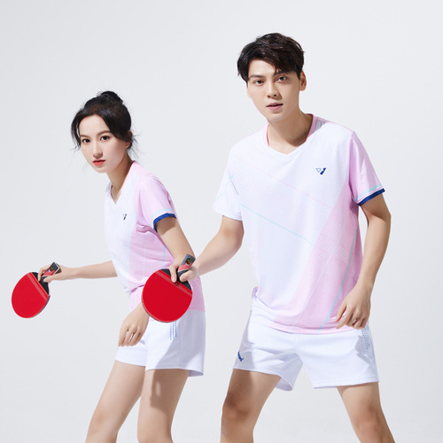 Quick-drying badminton suit men's and women's sport set breathable short-sleeved table tennis shirt volleyball suit competition customized 