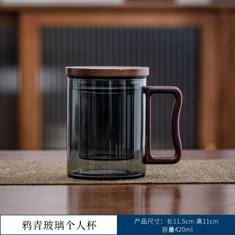 Taza de vidrio vertical de tres piezas, taza de té separada, taza de agua de oficina personal, taza de agua doméstica con tapa de filtro, taza de té de flores image 8