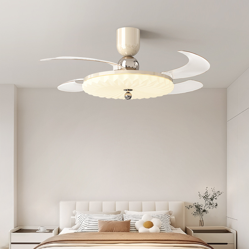 Ventilador invisible 2026 crema viento minimalista comedor lámpara de dormitorio color nuez sala de estar ventilador de techo lámpara de techo 710L