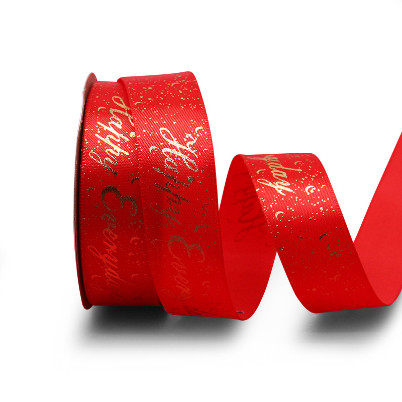 Cinta de 2,5 cm de impresión happy everyday vacaciones de Navidad regalo decoración cinta de impresión en caliente