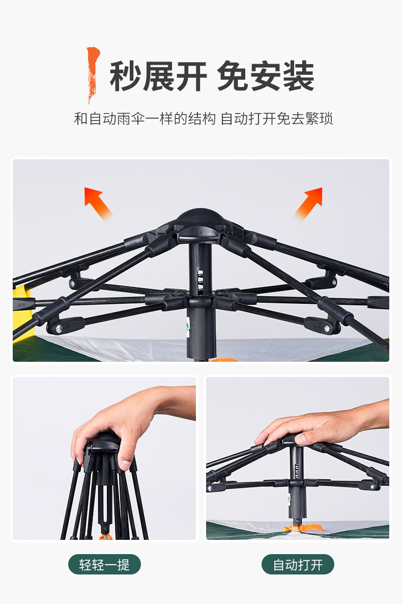 Two-door, two-window, fully automatic quick-open tent for outdoor camping and travel, foldable, portable, suitable for all seasons, cold-proof, warm, and leisurely