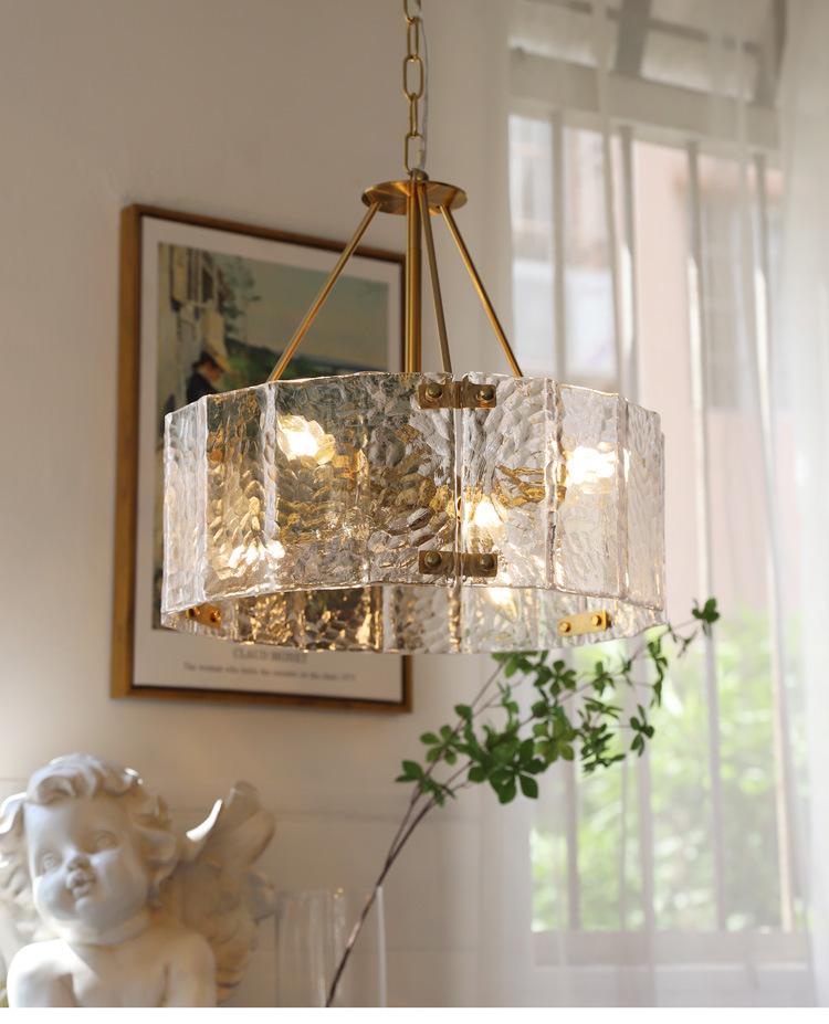Sala de estar de vidrio italiano, comedor ligero, iluminación moderna simple, dormitorio, lámpara de vidrio italiano, candelabro, posmoderno americano