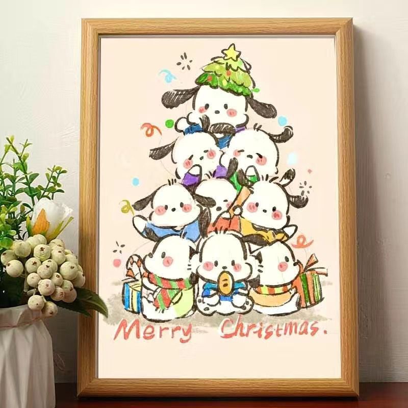 Pacha Dog Christmas Tree Stereo Photo Frame Ornaments Decoration Creative Gifts for Girls and Girlfriends to Hang on the Wall for Christmas