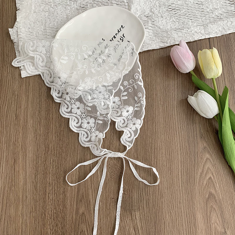 Pañuelo para el cabello pastoral femenino de verano nuevo estilo bufanda de seda multiusos vestido de alta calidad bufanda triangular de encaje correa de cintura