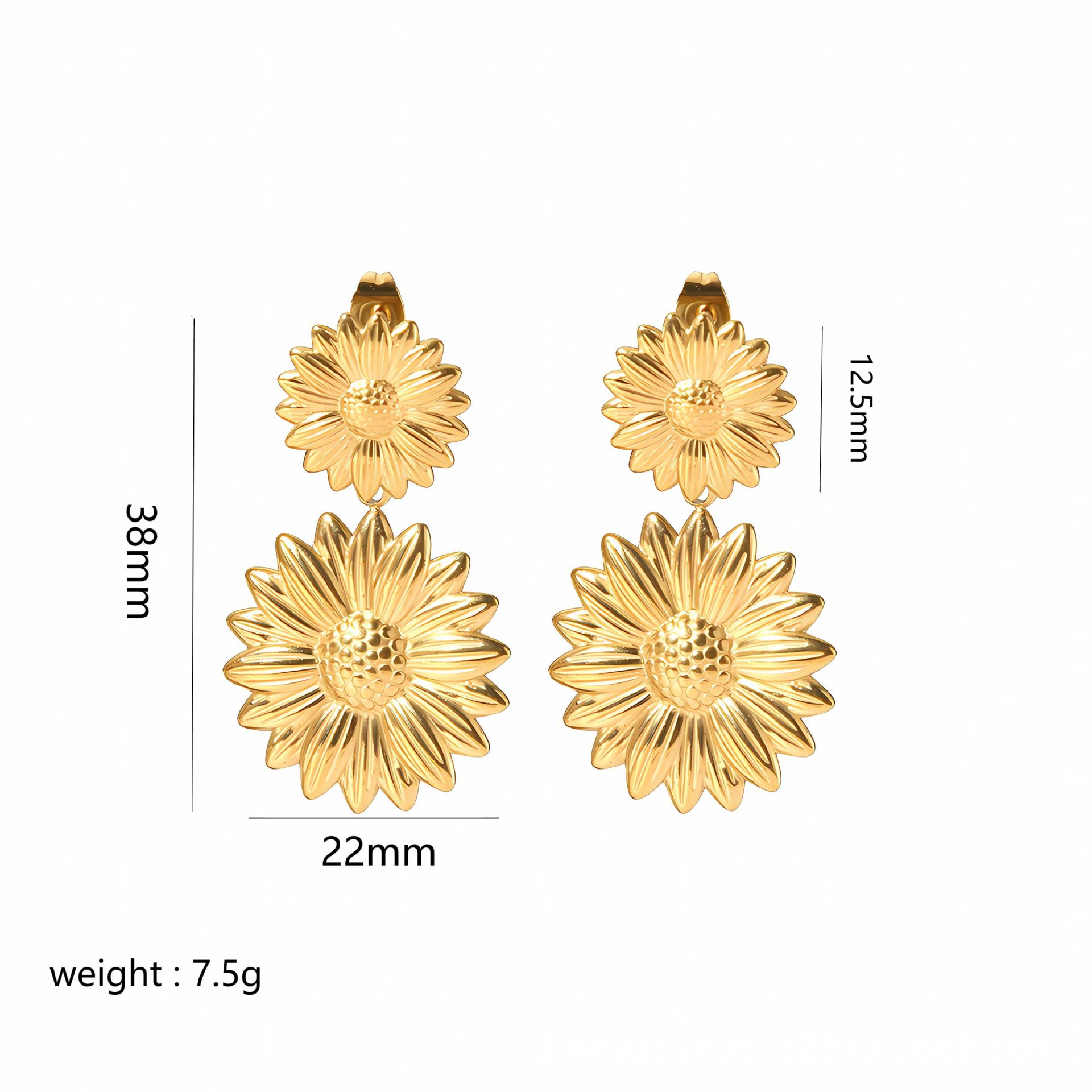 1 Pair Modern Style Artistic Flower Butterfly Plating Titanium Steel Earrings display picture 2