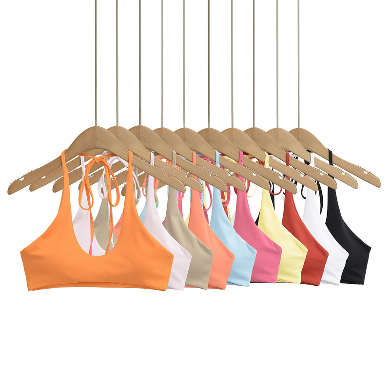 Summer 2025 New Style Spice Girl Lace-up Neck U-neck Yoga Vest Women's Detachable Chest Pad Super Short Camisole Top Summer 2025 New Style Spice Girl Lace-up Neck U-neck Yoga Vest Women's Detachable Chest Pad Super Short Camisole Top
