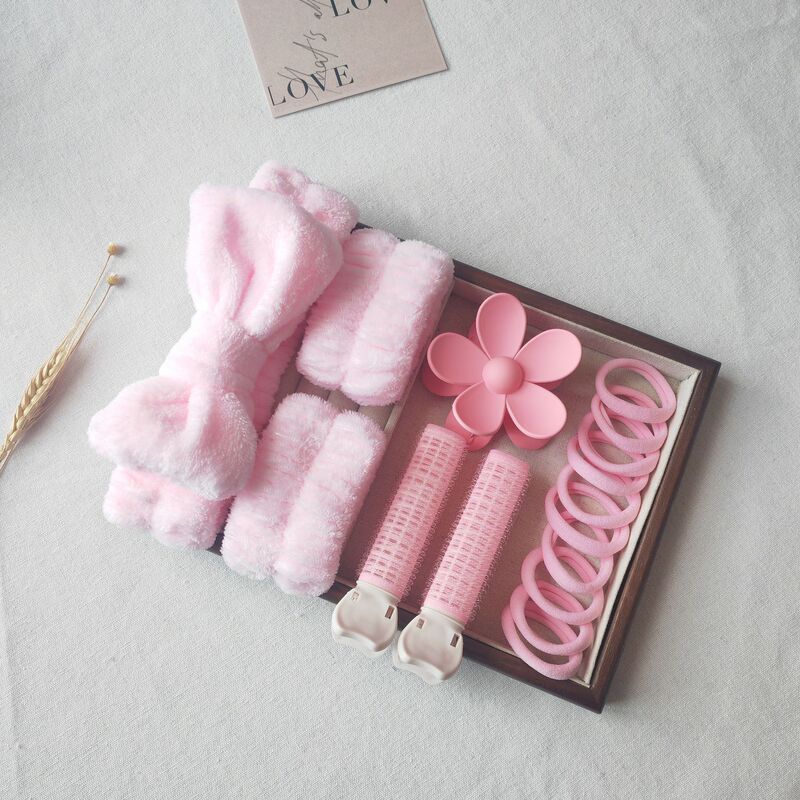 Cross-border best-selling face wash headband, fluffy hair clip set, petal claw clip, curling wand, towel ring combination headband and hair accessory set Cross-border best-selling face wash headband, fluffy hair clip set, petal claw clip, curling wand, towel ring combination headband and hair accessory set