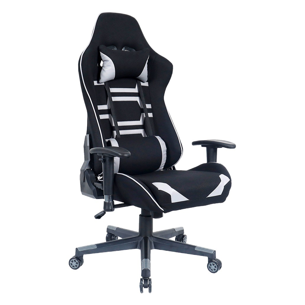 Silla ergonómica de los e-deportes de la barra de Internet Silla de tela del juego del recliner gris negro del jugador de la Oficina 7283