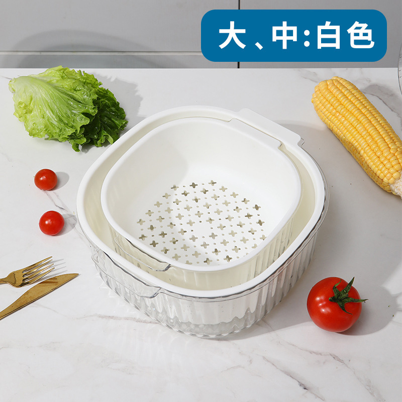 厚い二重の水たまりの台所の野菜のたらいの果物のかごを洗って野菜のかごを濾過します。|undefined