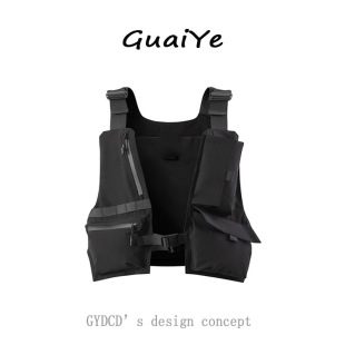 American-style High Street Multi-functional Vest Men's Tactical Tooling Backpack Outdoor Sports Luya Waistshoulder Couple Jacket
