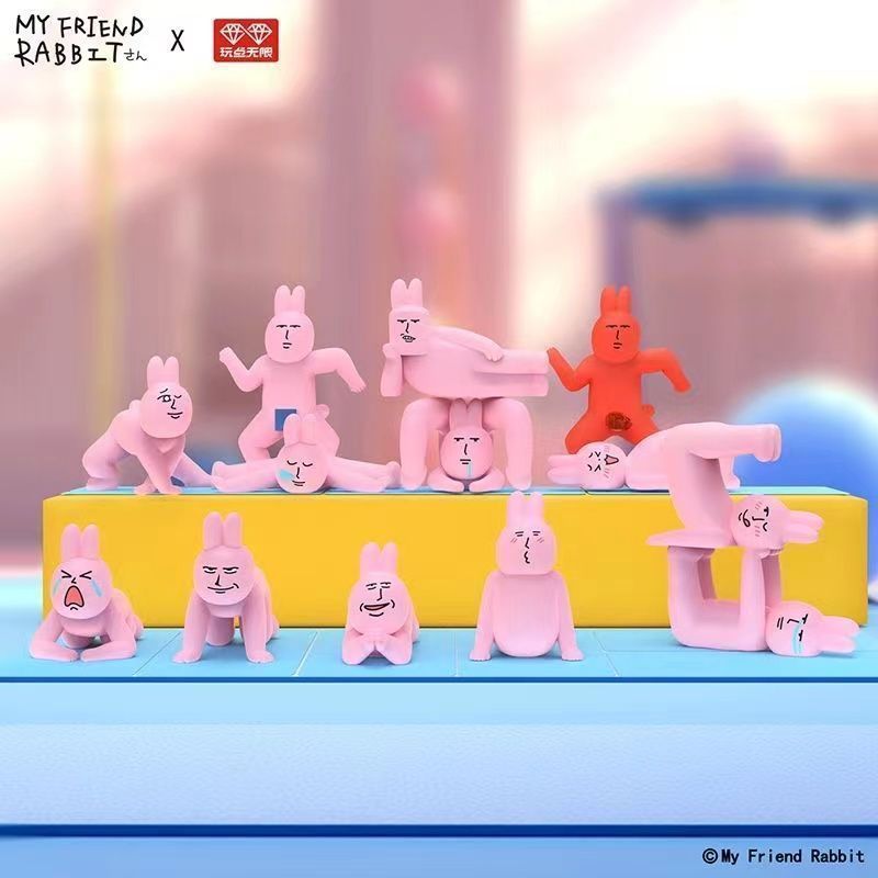 トップトイ ピンクウサギ マジックヨガジェンガ ミニフィギュア ブラインドボックス オーナメント 男の子と女の子向け 面白いギフト|undefined