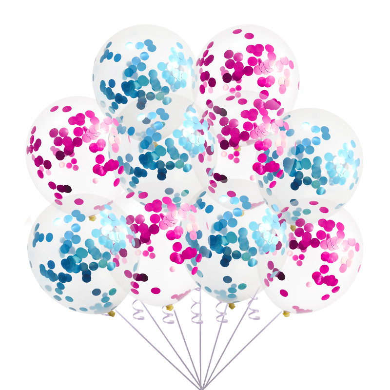 12 Inch Transparent Rainbow Confetti Sequins Holiday Birthday Party Wedding Shop Decoration Latex Balloon