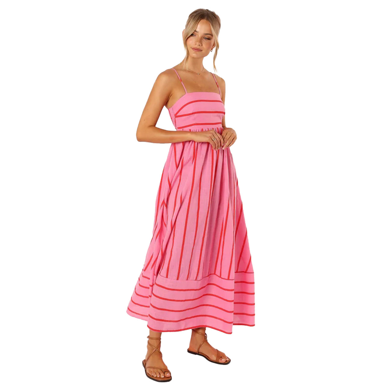 210g Weight Midi Dress Dress Length Type Sleeveless Sleeve Length Strap Dress, Regular Dress Dresses Type Spandex, Polyester Fabric Type Mid Waist Waist Line Daily Occasion Strap Neckline Regular Fit Fit Type Stripe Pattern Summer, Spring Season Women's Gender Elegant, Streetwear Style Wholesale Women's Elegant Streetwear Stripe Daily Strap Sleeveless Strap Dress Regular Dress 22