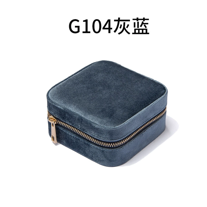 Jewelry storage box, handheld, removable ring insert, velvet‑style, zip closure