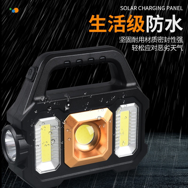New camping light with USB charging, input and output, portable spotlight emergency light for outdoor lighting, camping and work light