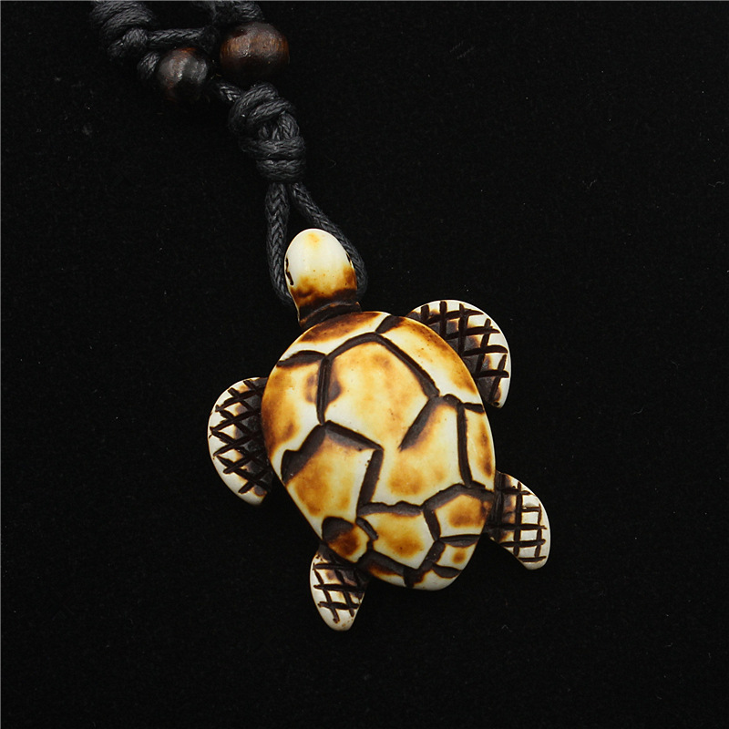 Tortoise Pattern Hip-Hop Retro Tortoise Resin Men's Pendant Necklace