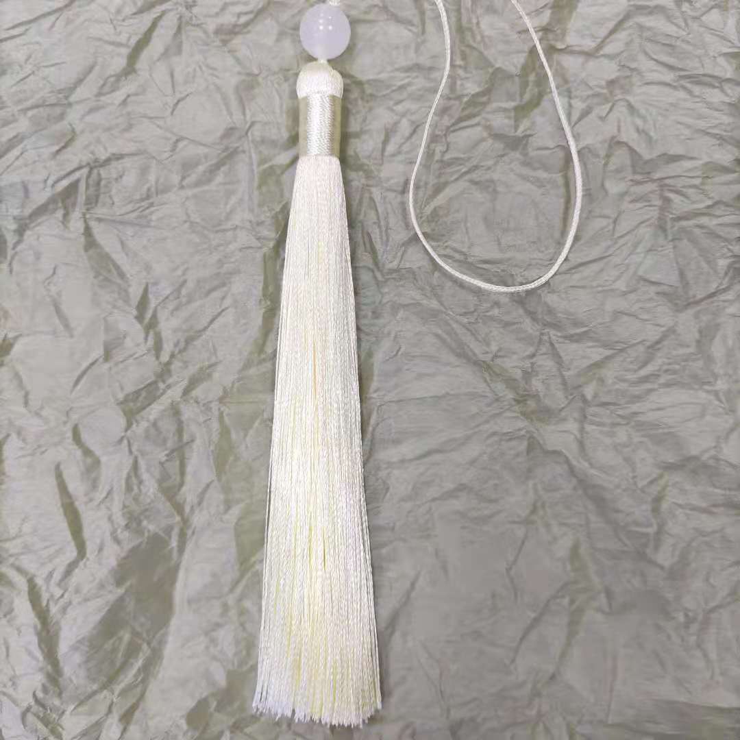 Minimalist Artistic Style: Single Bead Ice Silk 12cm Tassel Pendant Ornament—Traditional Costume Accessory, Tassel Drop Decoration Component