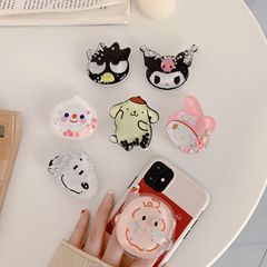 卡通入油流沙可伸縮摺疊指環扣伸縮流沙支架懶人同款手機氣墊桌面