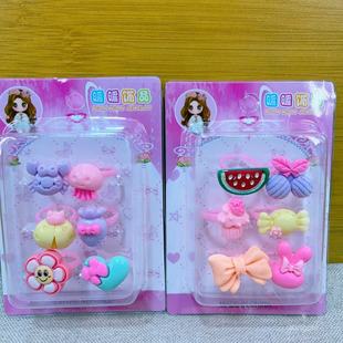 Six Korean-Style Children's Ring and Stud Earring Sets for Little Girls, Decorative Mixed Children's Rings, Studs, and Ear Clips Wholesale