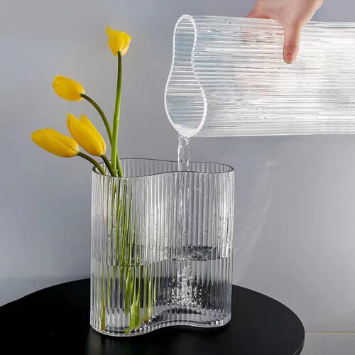 Internet celebrity little feet vase foot printed bottle ins style large diameter entrance high value striped retro decorative vase