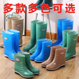 Ůʿ��Ь���˸�Ͳ������ˮ�ӽq��ĥ�ڱ���ɫ��ѥPVCˮЬ