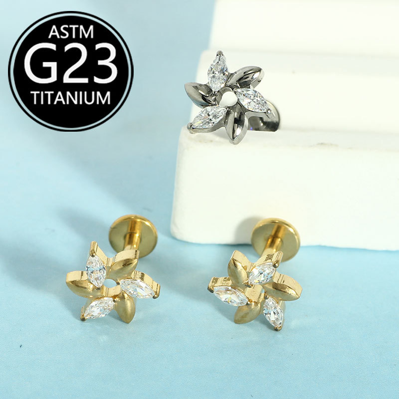 Pointed titanium steel lip stud product view