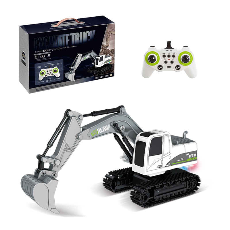 Excavadora aleación niños de control remoto excavadora juguete coche niño simulación excavadora eléctrica coche ingeniería vehículo transfronterizo