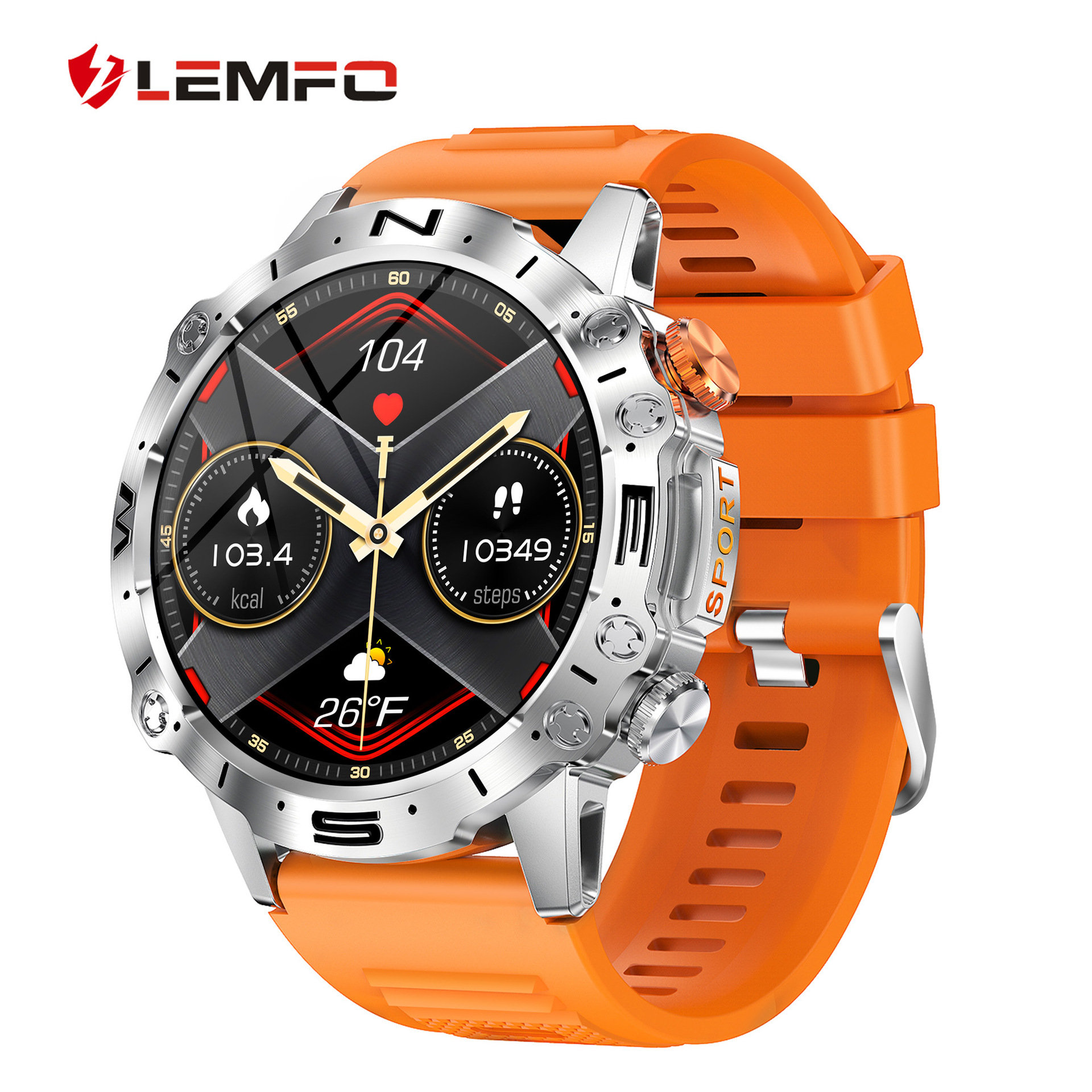 LEMFO AMOLED Full-Circle Screen 466*466 Bluetooth 5.0 Blood Pressure and Oxygen Saturation All-Day Heart Rate Monitoring K59 Watch