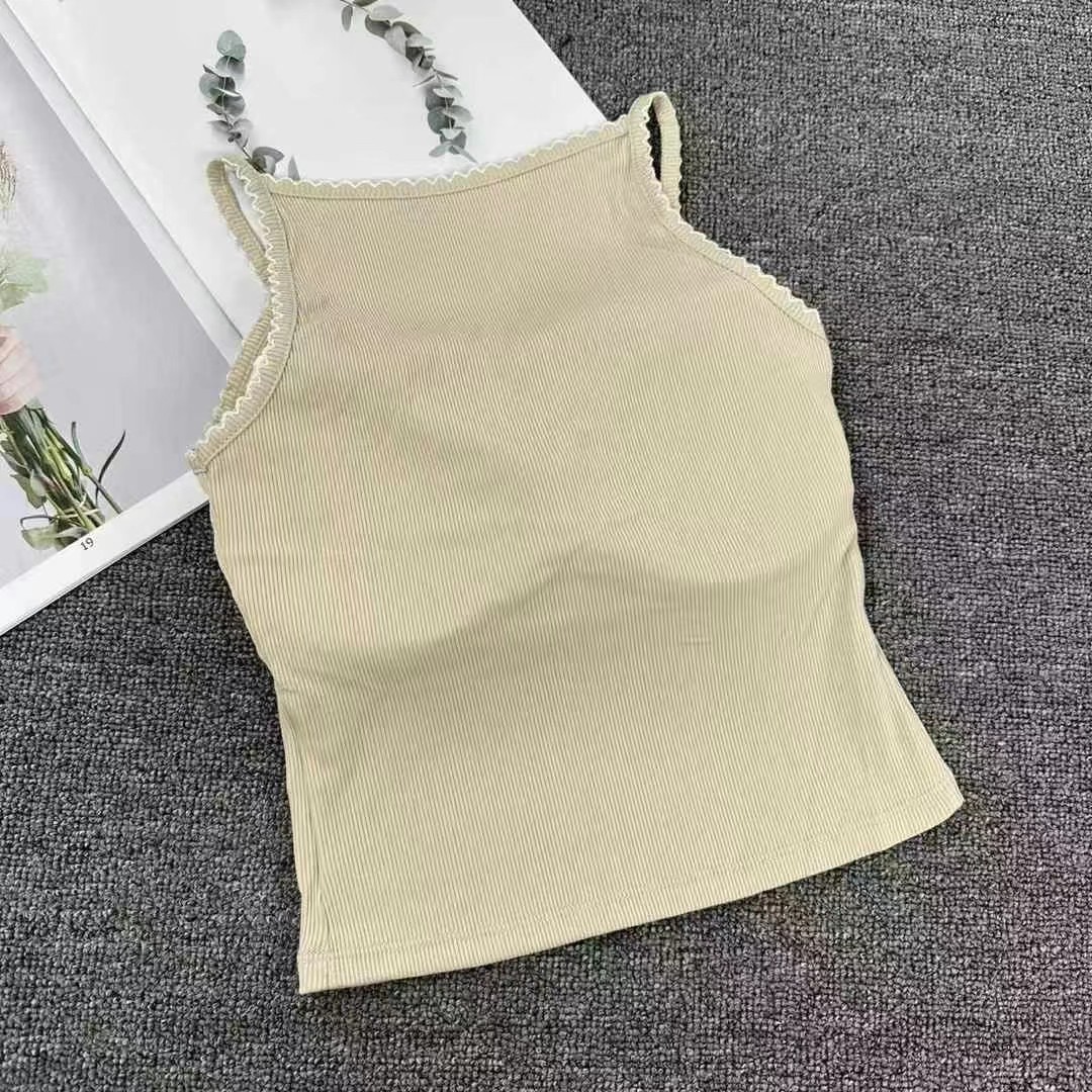 Color de contraste falso dos chalecos de cinturón para mujeres 2025 primavera nueva sensación de diseño interior con chaqueta pura de chica caliente