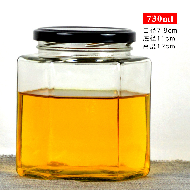 六棱玻璃瓶现货六角蜂蜜瓶子一斤酱菜瓶罐头瓶可蒸煮果酱燕窝瓶|undefined