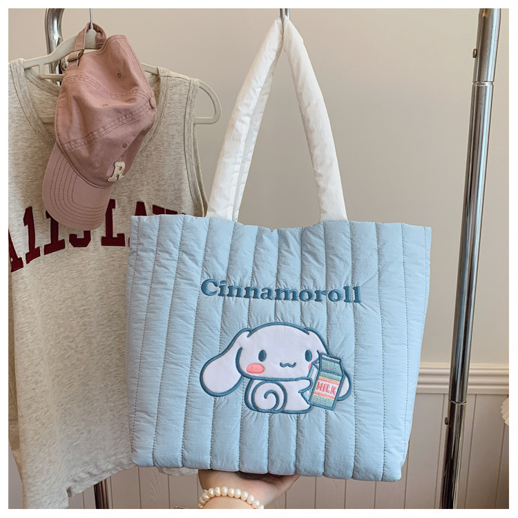 本物のサンリオかわいいダウン布新しいポータブルショルダー化粧品バッグトイレタリーバッグママバッグトートショッピングバッグ|undefined