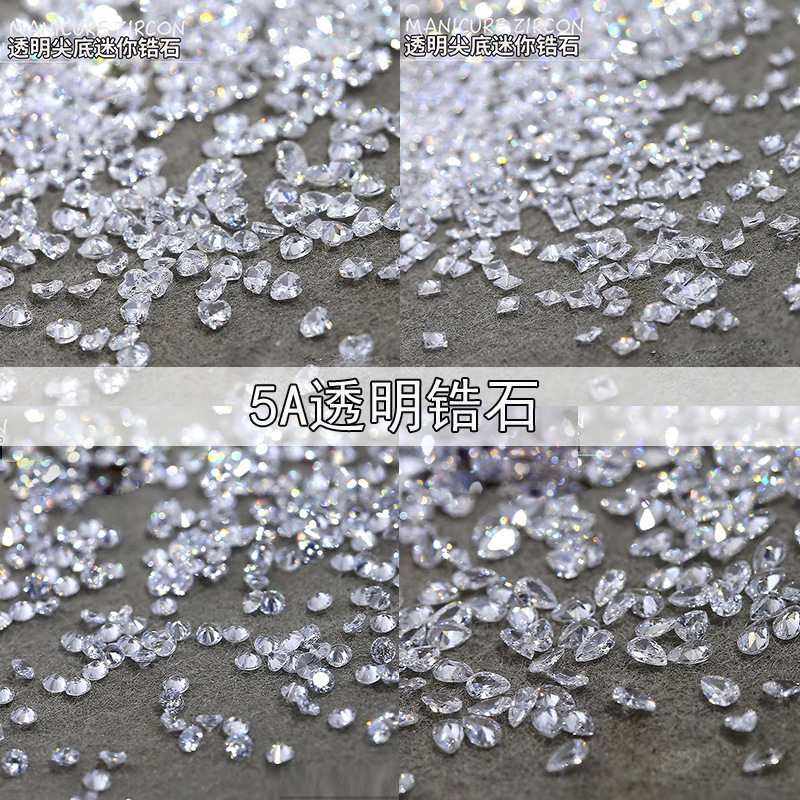 Mini Transparent 5A Naked Zirconium Nail Diamond Net Red Flash high quality Pointed Special-Shaped Diamond Heart Horse Eye Nail Diamond