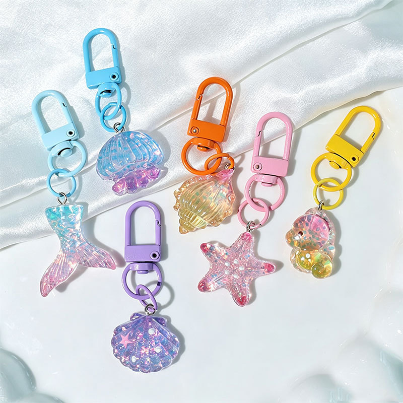 Glitter Ocean Series Keychain Mermaid Tail Starfish Shell Seahorse Pendant DIY Backpack Decoration Small Gift Glitter Ocean Series Keychain Mermaid Tail Starfish Shell Seahorse Pendant DIY Backpack Decoration Small Gift