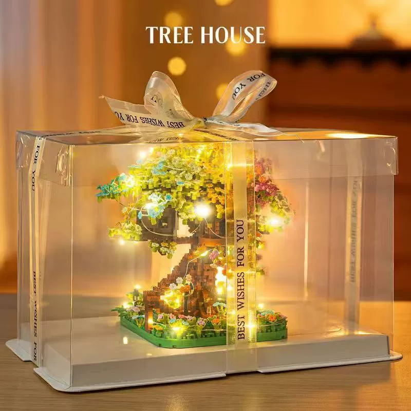 Конструктор Building Set Legо Cherry Blossom Tree, маленькие кирпичики, варианты LED и из акрила, подарок на день рождения