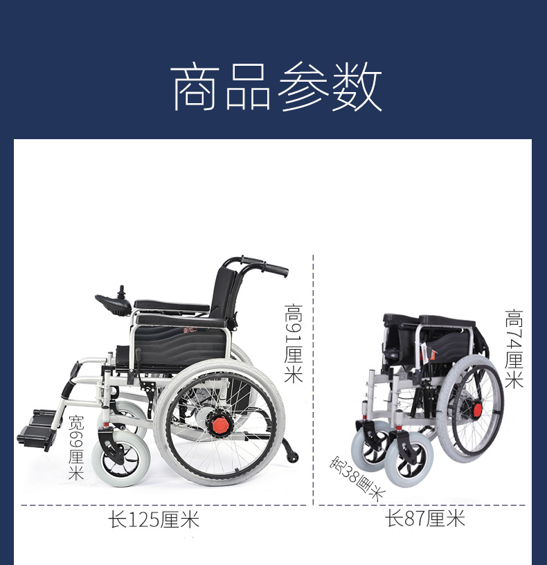 Electric Wheelchair for Disabled Elderly Mobility, Foldable Intelligent Fully Automatic Four-Wheel Mobility Wheelchair for the Elderly