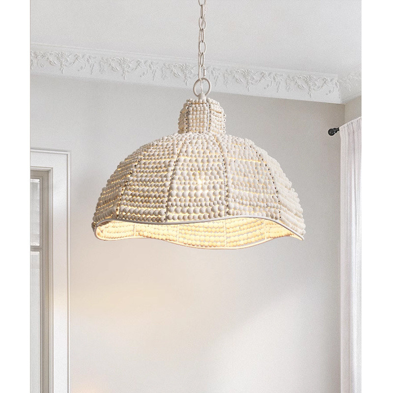 凯乔  手工木珠餐厅岛台灯法式复古简约卧室灯具美式创意中古吊灯