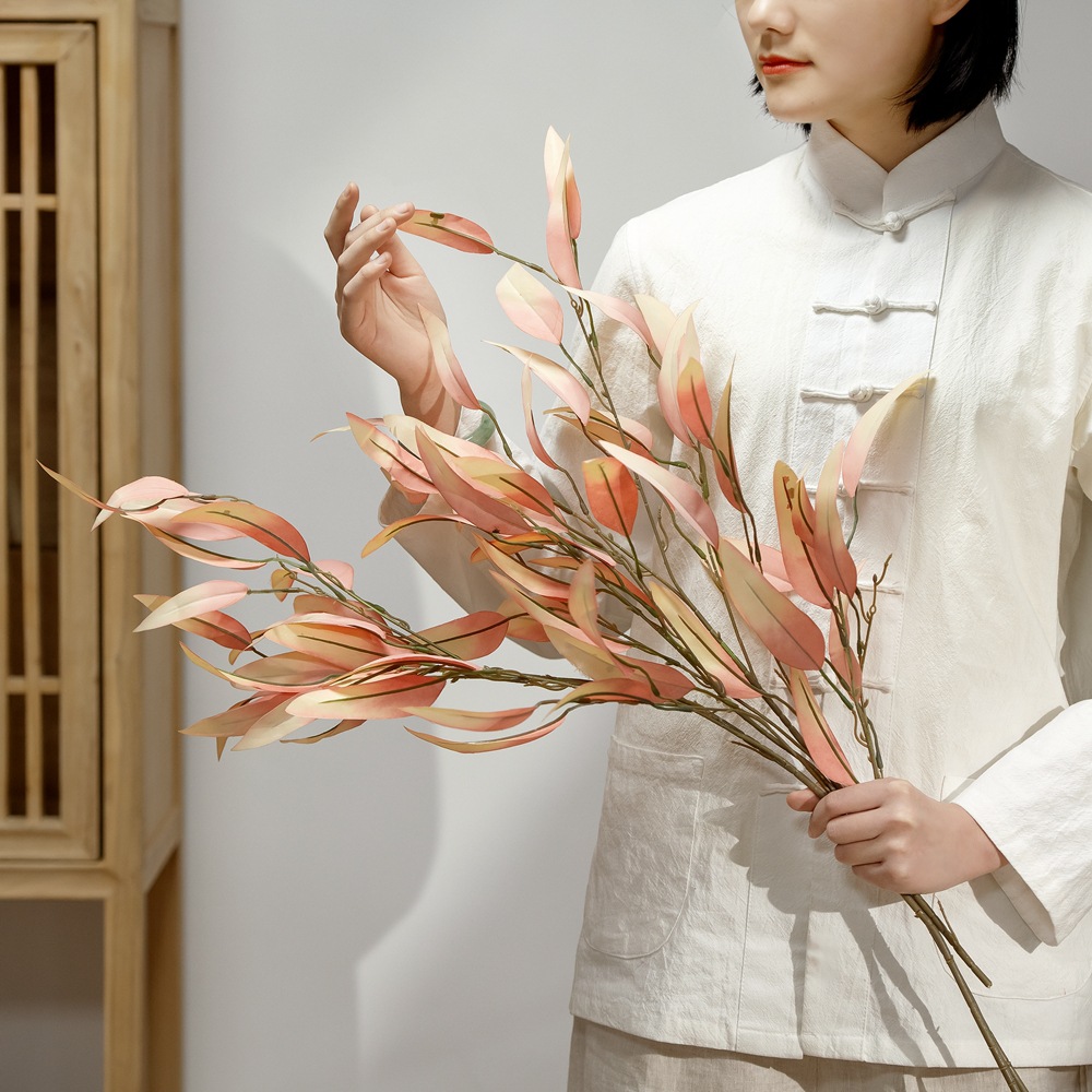 批發婚慶柳樹葉子枝仿真花廠家假花綠植物裝飾品INS跨境YC1066