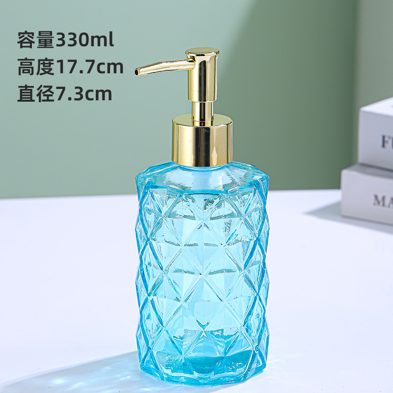 便利に分装した美しい押出式ポンプヘッド330ml手洗い液瓶電気めっきポンプヘッド有色ガラス手洗い液瓶|undefined