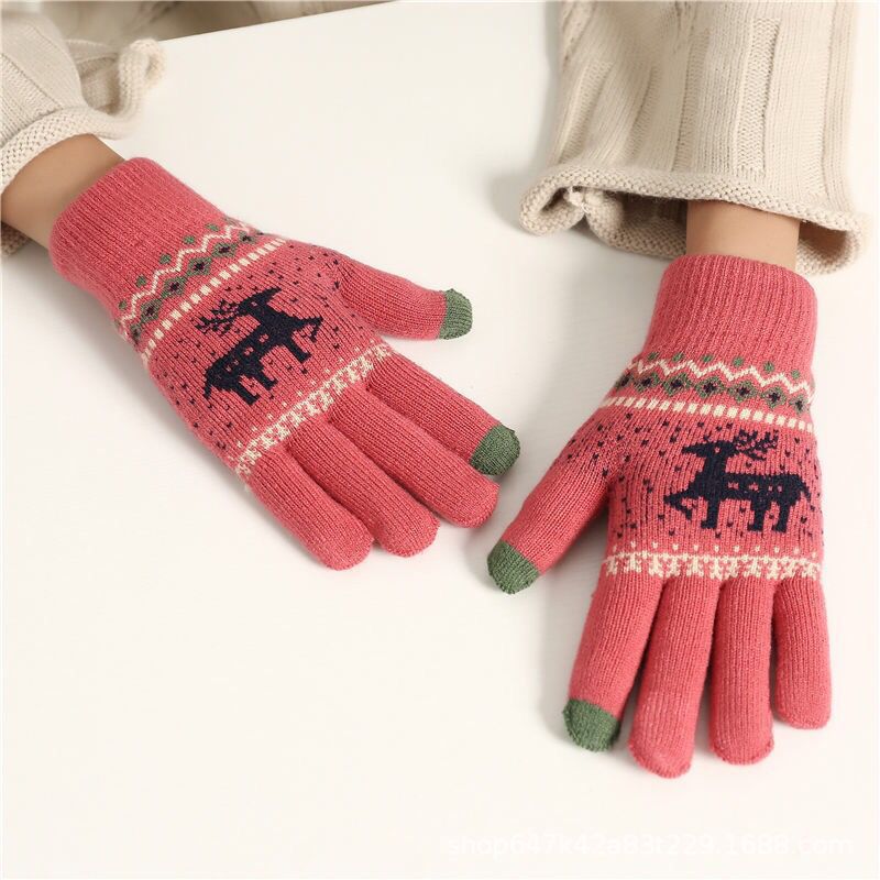 Fawn gloves Christmas knit men's and women's cycling sports Winter Touch screensaver warm gloves_maomaolike.com