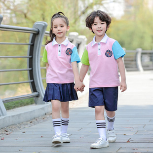 Lanyang Beibei Primary School Sports Suit School Uniform Summer Class Suit Children's Summer Kindergarten Garden Suit T46D66