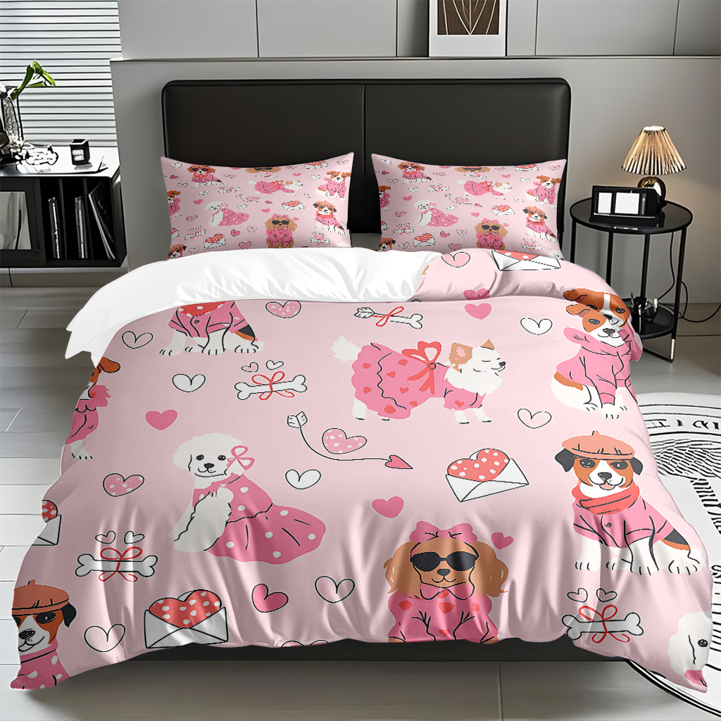 Pro-piel abrasivo dibujos animados perros digital impresión set edredón fuente de venta caliente transfronteriza soporte de fábrica TEMU / JIT