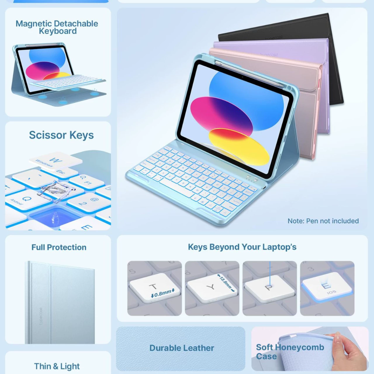 Совместимая клавиатура, защитный чехол, мышь, набор, Bluetooth