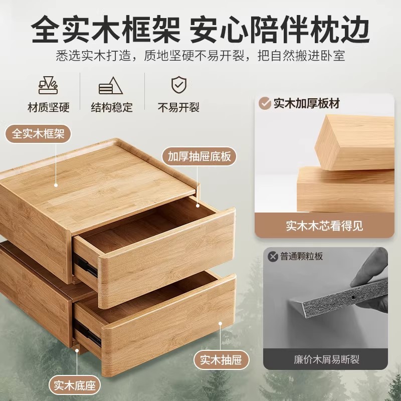 Mesa de cama de madera maciza simple y moderno gabinete de almacenamiento de dormitorio en 2026 nuevo armario pequeño doméstico principal