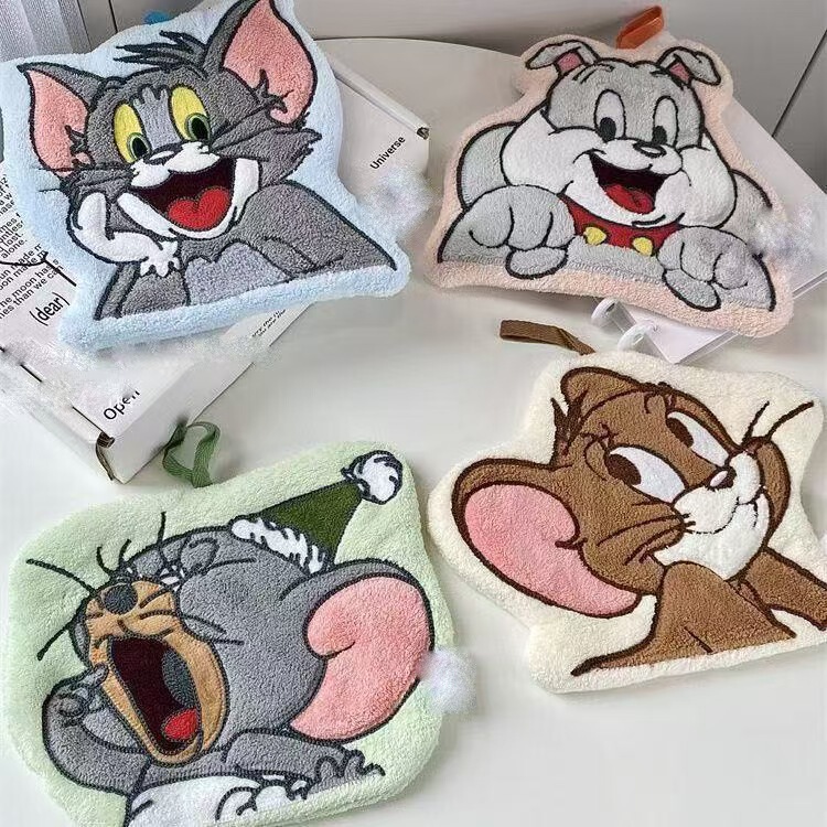 Tom and Jerry Hanging Cute Hand Towel Super Absorbent Thickened Quick-Drying Towel Kitchen Sanitary Napkin Handkerchief Wholesale