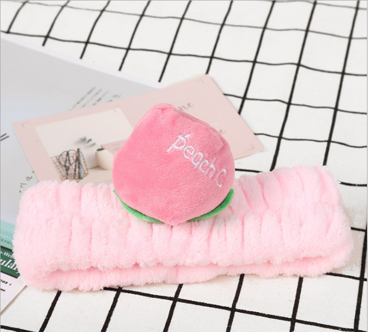 Estilo coreano Internet celebridad fruta melocotón rojo banda de pelo femenino lavado de cara maquillaje borde ancho diadema accesorios para el cabello de dibujos animados al por mayor