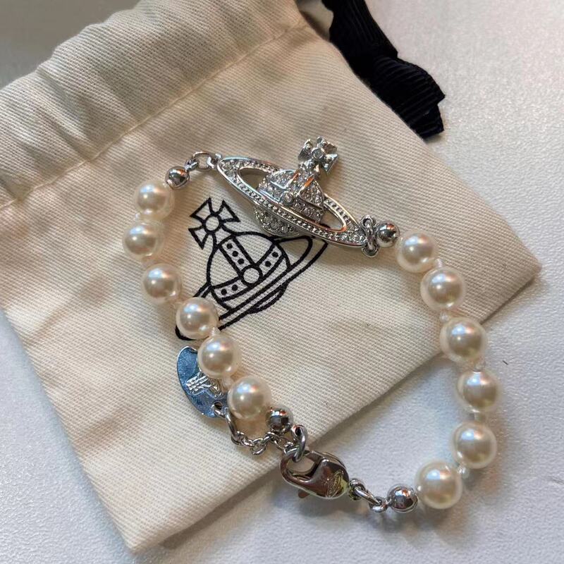 New Empress Dowager High Version Classic Saturn Pearl Bracelet Women's European and American Style Saturn Diamond Pearl Bracelet