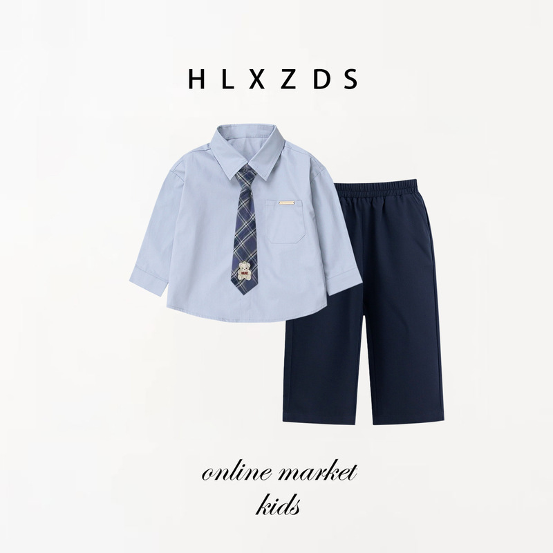 Boys' Suit Set for Spring and Autumn, College Style Suit, Flower Boy's Pure Cotton Long Sleeve Formal Dress, Children's Piano Performance Outfit Boys' Suit Set for Spring and Autumn, College Style Suit, Flower Boy's Pure Cotton Long Sleeve Formal Dress, Children's Piano Performance Outfit