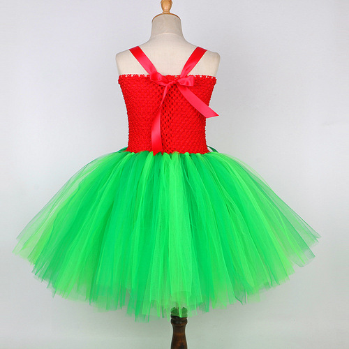 Hawaiian Girls' Mesh Tutu Dress with Grass Skirt—Perfect for Hula Dance Parties & Princess Looks