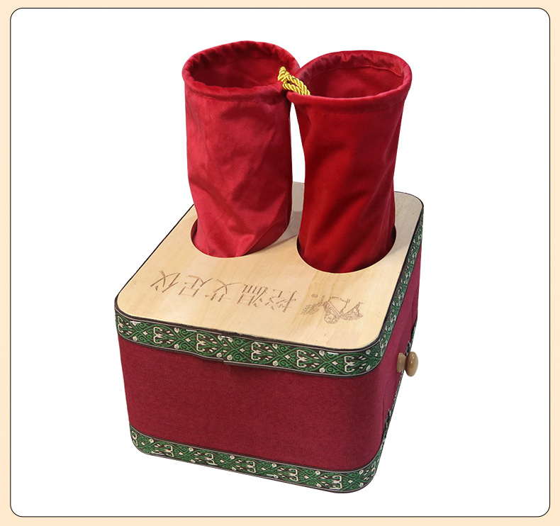 Wooden Foot Moxibustion Box with Moxa Sticks for Sole Warming Therapy and Foot Soak Spa Use preparation
