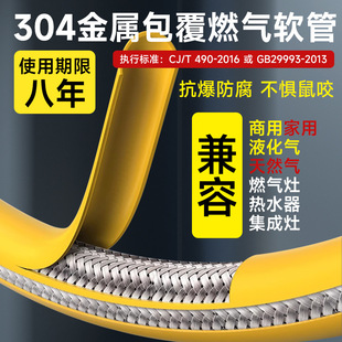 ll Hose 304 Stainless Steel Metal Coated Hose Liquefied Gas Pipe Gas Pipe Natural Gas Pipe Double Inserted Metal Soft